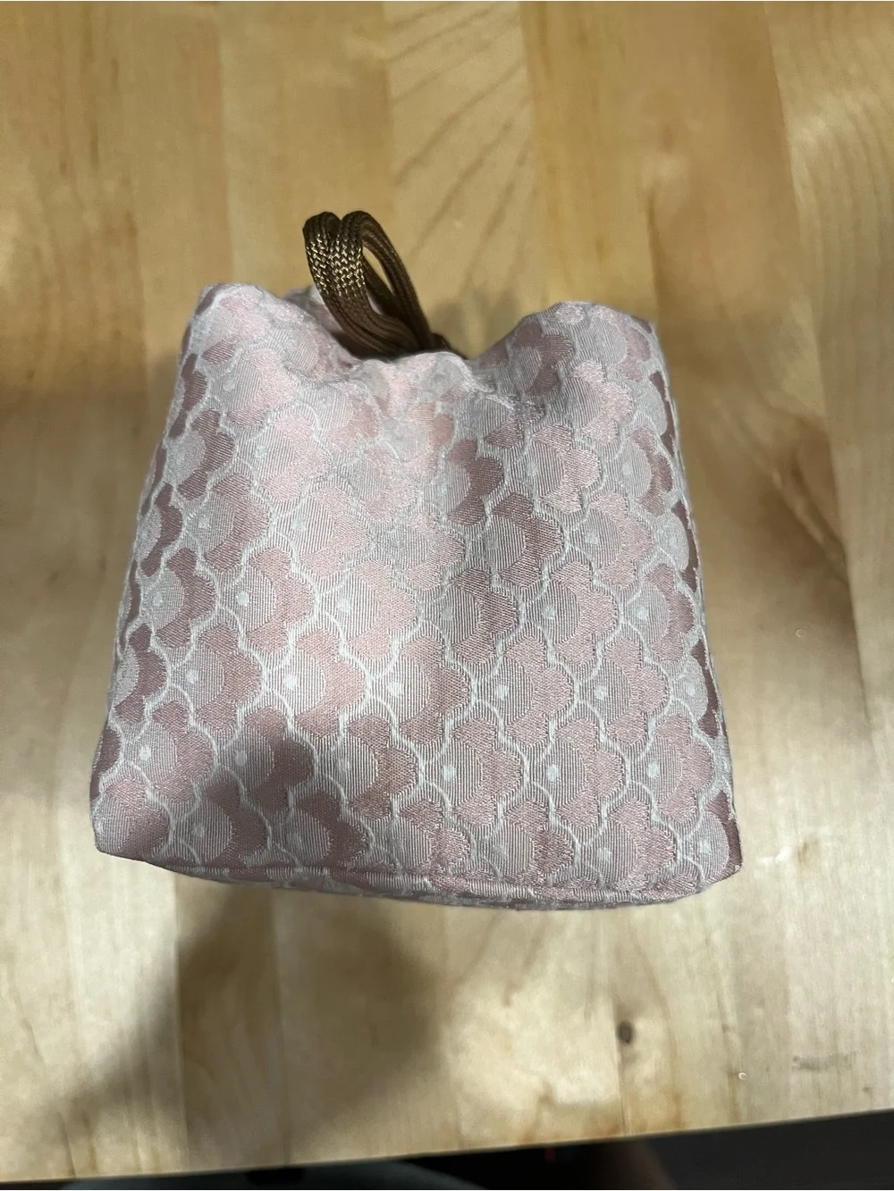 Pink Floral Drawstring Dumpling Cosmetic Pouch